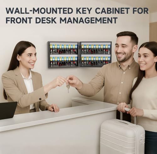WeHere 48 Key Lock Box, Wall Mounted Key Cabinet with 3-Digit Combination Lock & Backup Key, Key Storage Box for School, Office, Rental, Property Management, Include Key Tags - size: 48 Key Box (Basic)