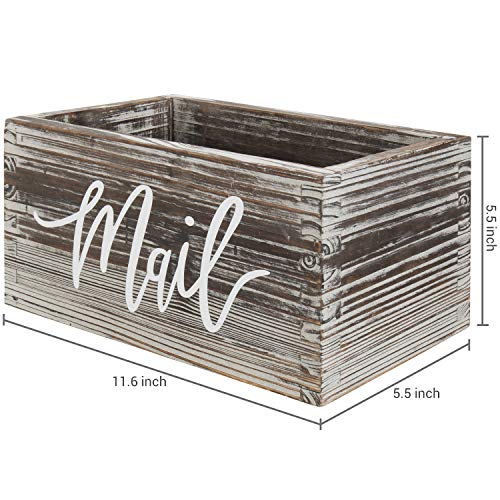 MyGift Mail Holder Storage Organizer Box Torched Wood with MAIL Script Design, Desktop Letters, Bills, Notes and Postcard Bin for Home Office Dorm Room - color: Torched Brown