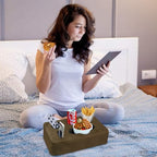 Couch Bed Cup Holder Pillow, Nisdoing 5 Hole Couch Drink Holder! Keep Drinks Hand Side and KeepTemp, Prevent Spills and Use Anywhere.Cup Holder for Couch, Bed,Camping,RV,Car,Beach.Brown - color: Dark Brown