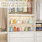 Sonyabecca Purse Storage Organizer for Closet : Adjustable 3-Pack Dividers Handbag Organizer - Stackable Wire Handbags Storage Baskets -Open Cabinets Wallets Tote Chain Bags Clutches -White - size: 3-pack large