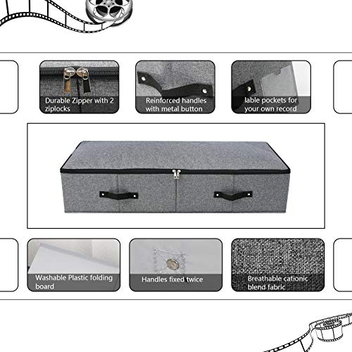 Under Bed Storage Bins with Lids, Closet Organizers, Foldable Under-bed Storage Baskets for Sheets, Clothes, Quilts, Sweaters, Wrapping Paper, 35x16.5x7inch, Black Gray, 1PCS - color: Black Gray, 1PCS, size: 35x16.5x7inch