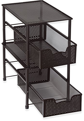 Simple Houseware Stackable Under Sink Cabinet Sliding Basket Organizer Drawer, Bronze - color: Bronze