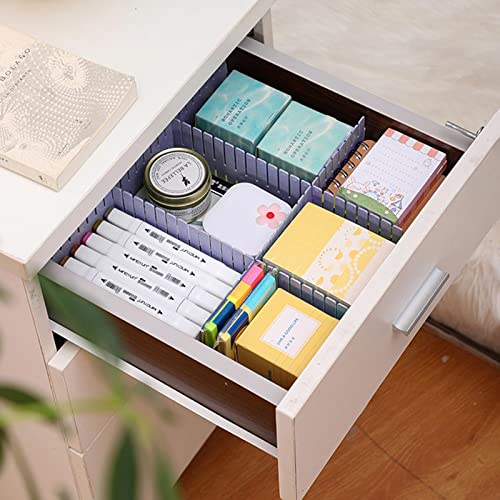 acDesign 40Pcs Grid Drawer Dividers, Adjustable Drawer Organizer for Socks, Underwear, Lingerie, Makeup, Bedroom Office Kitchen Storage (Blue) - color: Blue