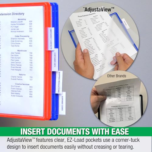 Ultimate Office AdjustaView 10-Pocket Wall Reference Organizer with Easy-Load Pockets and Mounting Screws - color: Colored Pockets