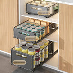 Pull Out Cabinet Organizer, Slide Out Cabinet Organizer Heavy-Duty Carbon Steel Expandable Drawer Adjustable Sliding Shelf Under Sink Rack Shelf for Kitchen Pantry Bathroom Closet - color: black small 1pc