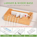 Pezin & Hulin Bamboo Charging Stand Rack, Wooden Charge Box for Mobile Phones, Tablets, Smart Watch and Earbuds, Wire Cable Organizer Box, Bedside Dock Stand Holder (NO Power Adapter Supply) -Natural - color: Natural (No Charger)