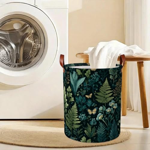 Dark Botanical Laundry Basket Funky Collapsible Laundry Baskets Oxford Cloth Bin Laundry Hamper Colorful Laundry Basket Spring Decor 15.75x15.75x19.7" - color: Colorful593