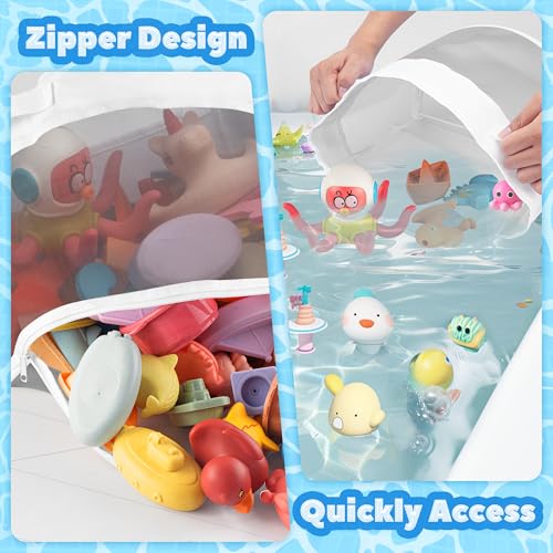 UNEEDE Bath Toy Organizer,4.15 Gallons Bathtub Toy Storage Organizer,Quick Access Bath Toy Holder For Bathtub,Baby Organizer And Storage,Quick Dry Baby Bath Toy Storage For Tub,Mesh Shower Caddy(Gray) - style: Gray