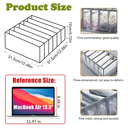 TOOVREN Bra Drawer Organizers, Underwear Wardrobe Organizers Divider, Lingerie Storage Bins, Closet Organizers and Storage Boxes, Foldable Closet Storage Box for Underwear Bra Socks (6 Grids,2 Pack) - color: 2PCS(Bra Grids,Gray)