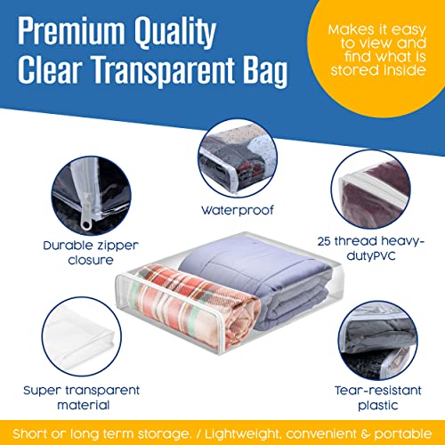 Houseables Sweater Bags Moth Proof, Clothing Storage Bags, with Zipper, Sweater Storage, Clear Zippered Organizers, Clothes, Blanket, Linen, Bedding, Quilt, Vinyl Plastic Protectors, 18x15x4”, 5 Pack. - size: 18"x15"x4"