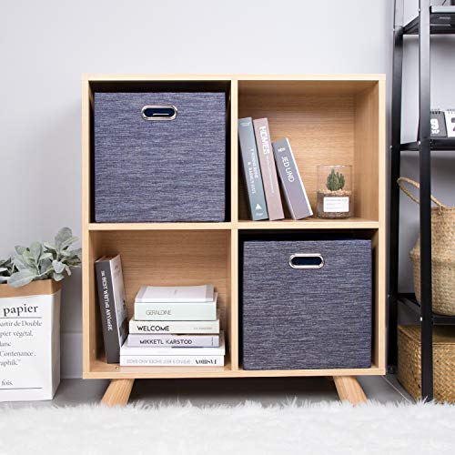 Posprica Storage Cube Basket Bins,13×13 Foldable Storage Containers for Shelf Cabinet Bookcase Boxes,Thick and Heavy Duty Fabric Drawer (4pcs, blue) - color: Blue, size: 13×13×13/4pcs