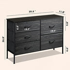 WLIVE Dresser for Bedroom with 5 Drawers, Wide Dressers with Drawer Organizers, Chest of Drawers, Fabric Dresser for Living Room, Closet, Hallway, Charcoal Black Wood Grain Print - color: Charcoal Black Wood Grain Print