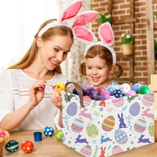 FXOLCSHE Rectangular Easter basket,Nursery Hamper,Collapsible waterproof baby toy storage box for Kids,Toy Organizer,Home Decor,Gift Baskets(Cute egg) - color: Cute egg