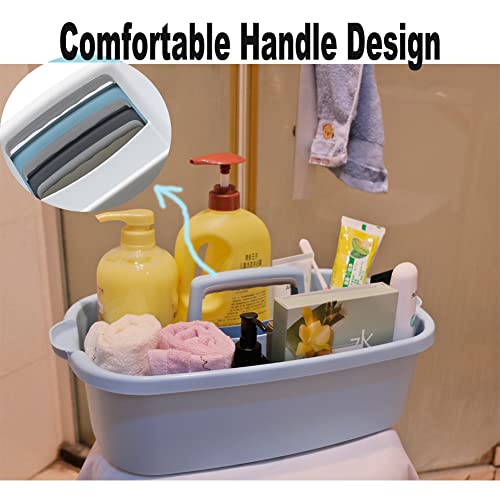 Cleaning Supplies Organizer, Large Cleaning Supply Caddy with Handle, Portable Cleaning Tool Storage Tote for Dorm, Bath, Pantry (Blue) - color: Blue
