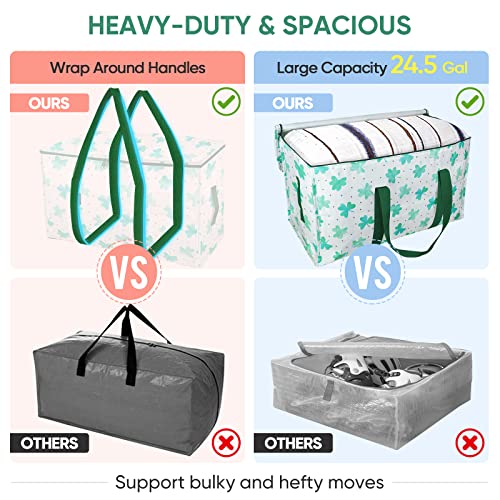 BALEINE 2-Pack Oversized Moving Bags with Reinforced Handles, Heavy-Duty Storage Tote for Clothes, Moving Supplies (Clover, 2-Pack) - color: Clover, size: 2-Pack