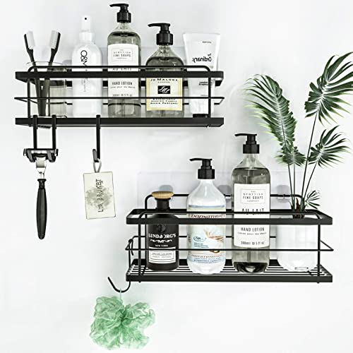 KINCMAX Premium Shower Caddy, 2-Pack Adhesive Shower Organizer, No Drill Bathroom Shelves, Rustproof Stainless Steel Shower Shelves for Inside, Shampoo Holder, Storage Rack, Matte Black - color: Matte Black