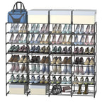 Large Shoe Rack Organizer, 4-Row 8-Tier Tall Shoe Storage Shelf for Closet, Entryway, Garage, Metal Free Standing Shoe Holder for 56-64 Pairs Shoes, Sturdy Stackable Shoe Stand for Bedroom - size: 4 Row 8 Tier