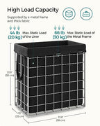SONGMICS 29 Gal. (110L) Laundry Basket, Laundry Hamper, Collapsible Clothes Hamper, Removable and Washable Liner, Metal Wire Frame, for Bedroom Bathroom, Silver and Classic Black ULCB111B01 - color: Silver + Classic Black, size: 110 L