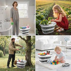 28L Laundry Basket Collapsible, Plastic Laundry Baskets Foldable Clothes Basket, Pop-Up Clothes Hamper for Household Family Room Organization, Portable Storage Container Outdoor Camping Home RV - size: 28L