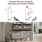 Maupvit Large Shoe Storage Cabinet with 4 Flip Drawers, Narrow Shoe Cabinet for Entryway with Wooden Legs, Freestanding Hidden Shoe Rack Organizer ＆ Metal Hinges, Washed Gray - color: Washed Gray, style: 4-Drawers
