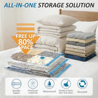 Cozy Essential Vacuum Storage Bags, 80% Compression Vacuum Seal Space Saver Plastic Packaging Bags for Clothes, Blankets, Pillow, Bedding, Comforters, Sealer Clothing Storage,20 Combo - size: Combo