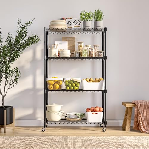 Seville Classics Solid Steel Wire Shelving Storage Unit Adjustable Shelves Organizer Rack, for Home, Kitchen, Office, Garage, Bedroom, Closet, Black, 4-Tier, 36" W x 14" D - color: Black, size: 4-Tier, 36" W x 14" D