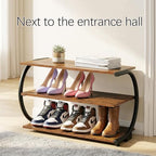 C-Shaped 3-Tier Shoe Rack with Metal Frame & Adjustable Feet - Compact Organizer for Entryway, Closet, Hallway (Holds 11 lbs/Shelf) - size: 25.59" X 11.81" X14.76"