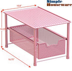 Simple Houseware Stackable Under Sink Cabinet Sliding Basket Organizer Drawer, Pink - color: Pink