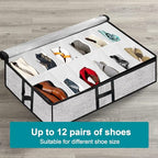 Under Bed Shoe Storage Organizer for Closet 2 Pack- Fits 24 Pairs Underbed Shoes Container Boxes, Light Grey - color: Light Grey-24pairs, style: H-Handle
