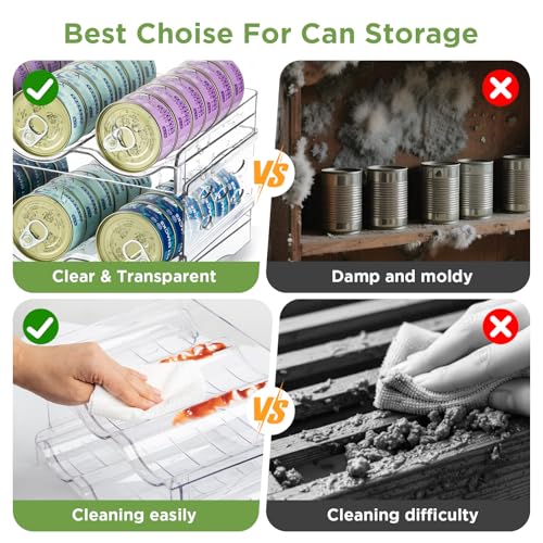 REFLYING Cat Food Can Organizer, Can Organizer for Pantry, Transparent Cat Food Storage Container Holds 36 (3.5oz) Cans, Canned Food Organizer and Storage for Countertop Kitchen Cabinet (2 Layers) - color: 3 Tier-2 Layer