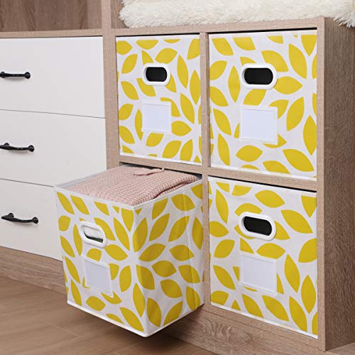 MAX Houser Fabric Storage Bins Cubes Baskets Containers with Dual Plastic Handles for Home Closet Bedroom Drawers Organizers, Foldable, Set of 4 (Yellow) - color: 28 yellow
