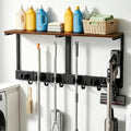 Novabright Heavy Duty Broom Holder Wall Mount with Cleaning Supplies Organizer, 27 Inch Laundry Room Shelf Broom and Mop Organizer Wall Hanging with Mop Hanger, Vacuum Grip Hooks, for Home Garage