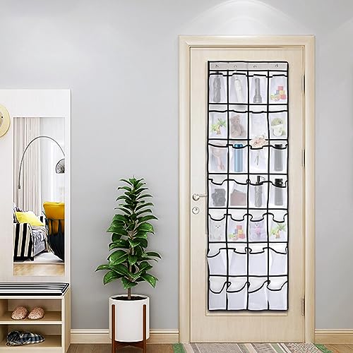 Pocket Shoe Organizer,28 Pocket Door Shoe Organizer Hanging Shoe Organizer Shoe Rack for Closet Pantry Shoe Holder for Men Sneakers, Women High Heeled Shoes, flip flops(White,size:68.5x20.88inch)