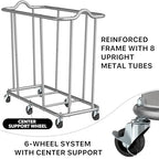Simple Houseware Extra Large 2 Section Rolling Laundry Cart 265L (70 Gal) – Heavy Duty Hamper with 2 Removable Bags & 6 Smooth Wheels – Commercial Laundry Organizer for Home, Hotel, Dorm, Gym, Gray