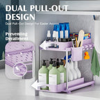 VERIFOST Under Sink Organizer - 2 Pack Adjustable Height, 2 Tier Organizers for Bathroom & Kitchen Sink, Purple - color: Purple