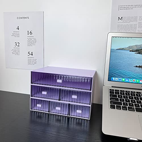 Plastic Desk Drawer Organizer, 2 Compartments, Stackable, Office Supplies Storage, Purple - color: Purple, size: 2drawers