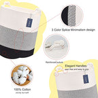 COMSE Extra Large Blanket Basket, Tall Woven Storage Basket, Nursery Hamper, 15.7”x 21.7”, Cotton Rope Laundry Hamper for Toys Clothes Towels, White/Gray/Black - color: White & Gray & Black