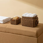 LA JOLIE MUSE Woven Storage Baskets, Recycled Paper Rope Bin Organizer Divider for Cupboards Drawer Closet Shelf Dresser, Set of 3 (Brown) - color: Brown
