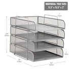 Mind Reader Stackable Paper Tray, Desktop Organizer, File Storage, Office, Metal Mesh, 10.5" L x 13.5" W x 11.25" H, 4 Pcs., Silver - color: Silver