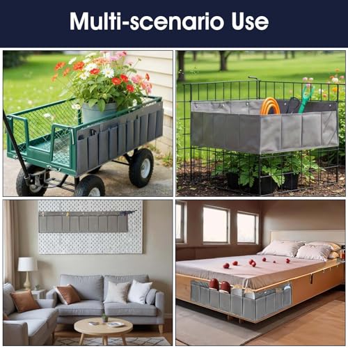 2 Pcs RV Shoe Pockets 10 Pockets Heavy Hanging Bedside Storage Organizer Bedside Shoe Organizer with Sturdy Hooks Storage Pocket Hangs on bed for Shoes Toys and Tool Accessories
