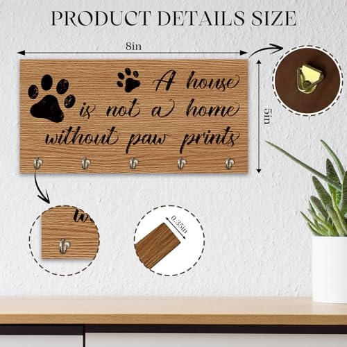 Wooden Key Holder - Paw Wall Mounted Key Holder Rack Organizer Hanger with 5 Hooks for Wall Express Love Art Decor for Entryway Front Door Hallway Office(4 x 8 inch) - A05 - color: Paw