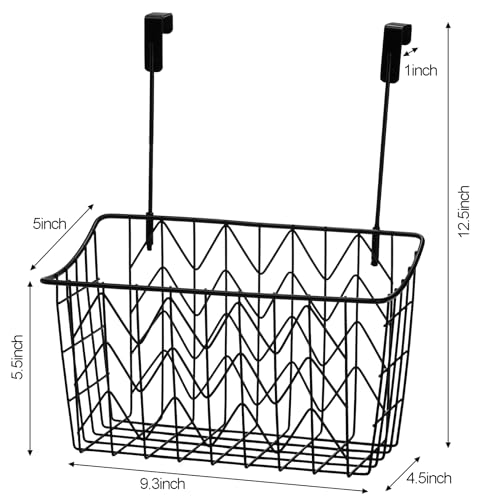 AVLA 2 Pack Over The Cabinet Door Organizer, Grid Storage Baskets with Hooks, Metal Wall Hanging Basket Holder Rack, Wire Kitchen Sink Organization Bin for Bathroom Shampoo, Body Wash