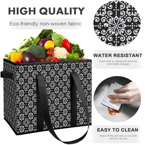 WISELIFE Reusable Grocery Bags [3 Pack],Large Grocery Tote Bag Water Resistant Shopping Bags Foldable Grocery Bag for Clothes,Shoes and Picnic,Black - color: Black, size: 3 PCS