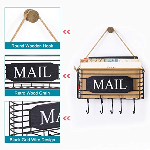 SRIWATANA Mail Key Holder for Wall, Mail Organizer Wall Mount, Small Size, Black - color: Black, size: Small