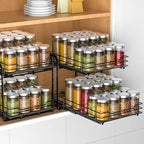 RCHYFEED Spice Rack Organizer for Cabinet, 2 Tier Pull Out Spice Racks for Inside Cabinets & Pantry, Height Adjustable Heavy Duty Vertical Spice Shelf for Seasoning Organizer(9.5" Wx10.5 Dx9.5 H) - size: 2 Tier-9.5''Wx10.5''Dx9.5''H