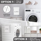 Calindiana Modern Farmhouse Metal Magnetic Lint Bin with Lid and Laundry Room Organization and Storage Wall Mount Space Saving Washer and Dryer Trash Can (White (LINT Brush Set)) - color: WHITE (LINT BRUSH SET)