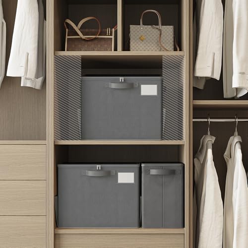 Varhomax Foldable Shoe Organizer Box, Fabric Storage Bin with Clear Cover & Adjustable Dividers, Holds up 16-32 Pairs of Sneakers & Sandals for Closet, Entryway (Gray) - color: Gray - 1 Pack