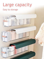 Socks Underwear Wall Mount Drawer Organizer, Switchable 6 Cell Drawer Acrylic Organizers Self-Adhesive Anti Dust Storage Boxes for Clothes Socks Lingerie Underwear Ties (Green)