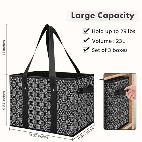 WISELIFE Reusable Grocery Bags [3 Pack],Large Grocery Tote Bag Water Resistant Shopping Bags Foldable Grocery Bag for Clothes,Shoes and Picnic,Black - color: Black, size: 3 PCS