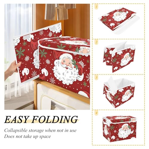 xigua Christmas Santa Claus Storage Bins with Lids and Carrying Handle,Foldable Storage Boxes Organizer Containers Baskets Cube with Cover for Home Bedroom Closet Office - color: Christmas Santa Claus